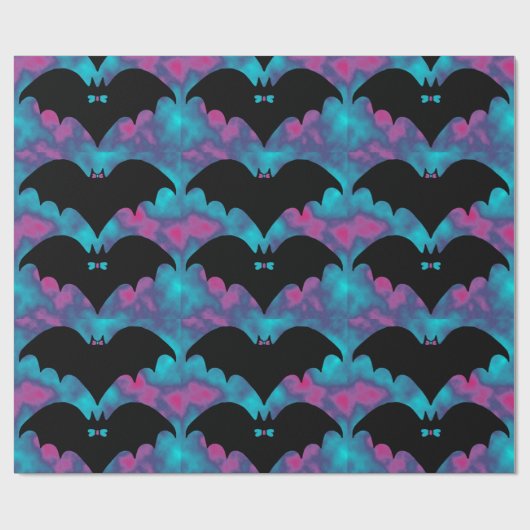 Bat en bogen Blauwe Roze Cadeaupapier (Vlak)