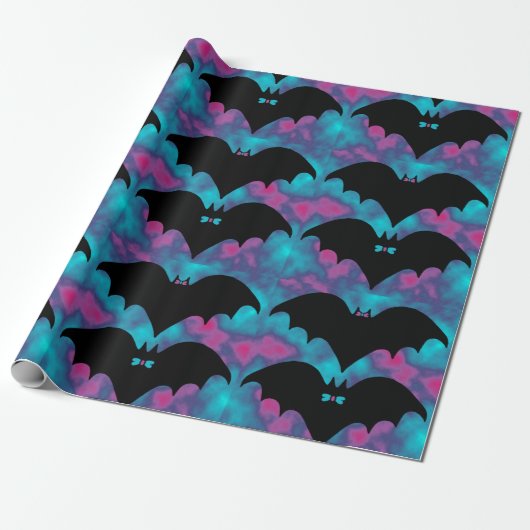 Bat en bogen Blauwe Roze Cadeaupapier (Uitgerold)