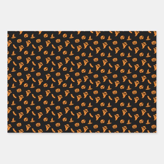 Bat en Ghost Halloween Patroon Inpakpapier Vel (Voorkant 3)