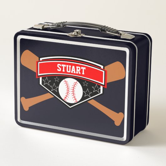 Bat en honkbal Personaliseer Lunch Box (Voorkant)