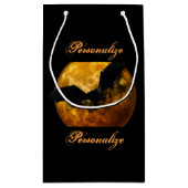 Bat en oogst maan herfst zwarte gele elegant klein cadeauzakje (Achterkant)