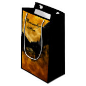 Bat en oogst maan herfst zwarte gele elegant klein cadeauzakje (Voorkant Gekanteld)