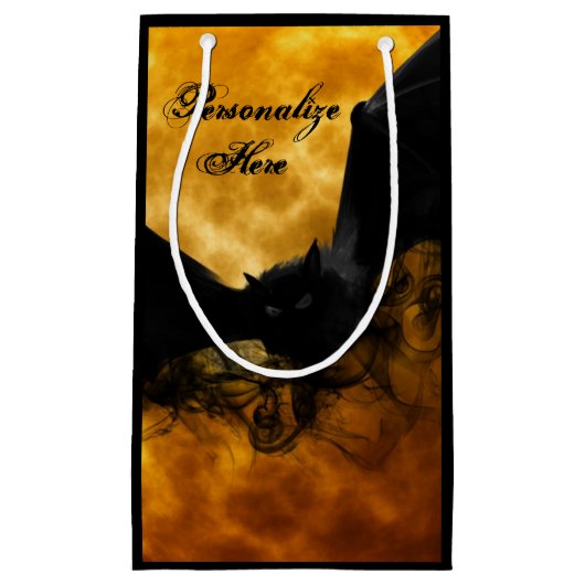 Bat en oogst maan herfst zwarte gele elegant klein cadeauzakje (Voorkant)