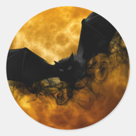 Bat en oogst maan herfst zwarte gele elegant ronde sticker