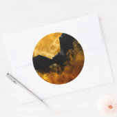 Bat en oogst maan herfst zwarte gele elegant ronde sticker (Envelop)