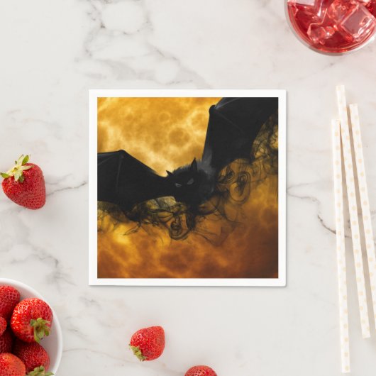 Bat en oogst maan herfst zwarte gele elegant servet (Insitu)