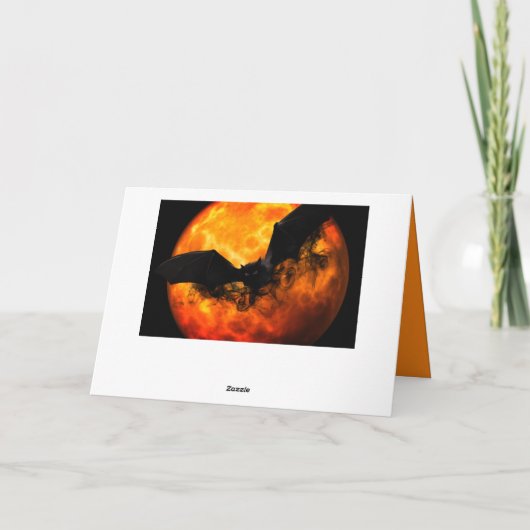 Bat en oogst maan herfst zwarte oranje elegant kaart (Achterkant)