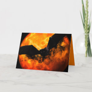Bat en oogst maan herfst zwarte oranje elegant kaart