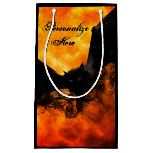 Bat en oogst maan herfst zwarte oranje elegant klein cadeauzakje