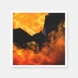 Bat en oogst maan herfst zwarte oranje elegant servet