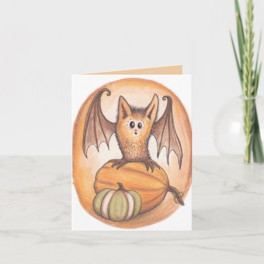 Bat en pompoenen Halloween Kaart (Voorkant)