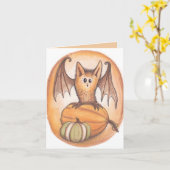 Bat en pompoenen Halloween Kaart (Gele Bloem)