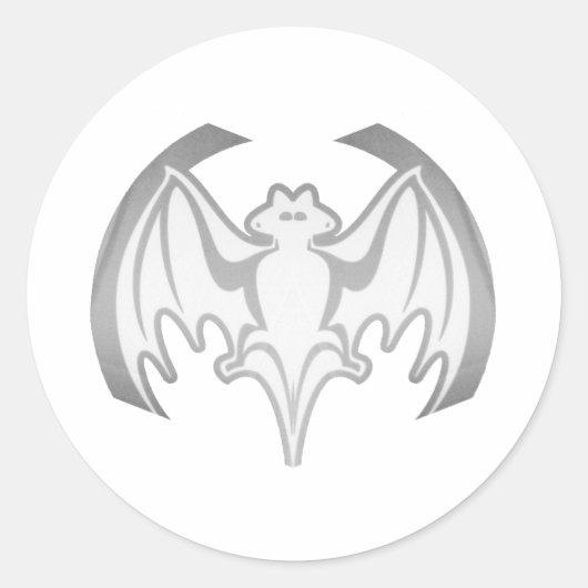 Bat Grey Inv Het MUSEUM Zazzle Gifts Ronde Sticker (Voorkant)
