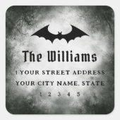 Bat Halloween black grunge retouradres Vierkante Sticker (Voorkant)