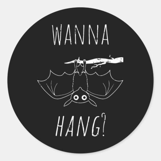 Bat Halloween Kostuum Cool Hangende Dierlijke Mann Ronde Sticker (Voorkant)