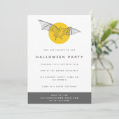 Bat Halloween Party | Cute Modern Fun Yellow Moon Kaart (Staand voorkant)