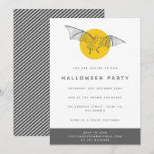 Bat Halloween Party | Cute Modern Fun Yellow Moon Kaart (Voorkant / Achterkant)