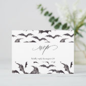 Bat Halloween Party Een Maaltijd RSVP Wit (Staand voorkant)