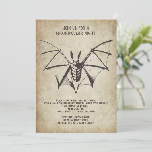 Bat Halloween Party Uitnodiging (Staand voorkant)