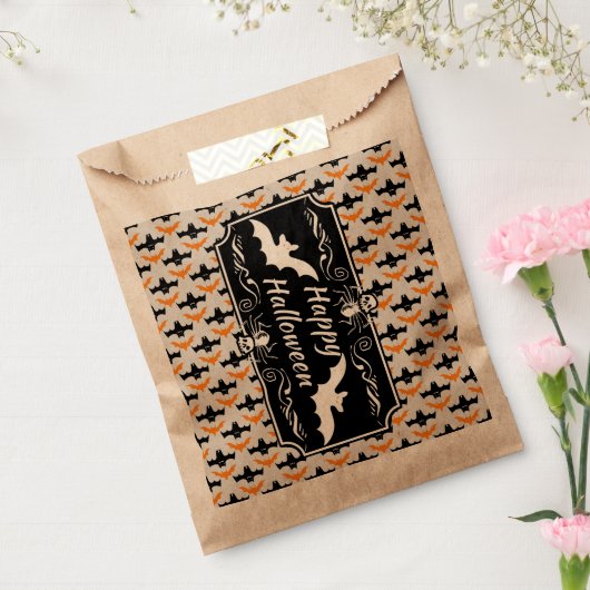 Bat Halloween Pattern Bedankzakje (Gezegeld)