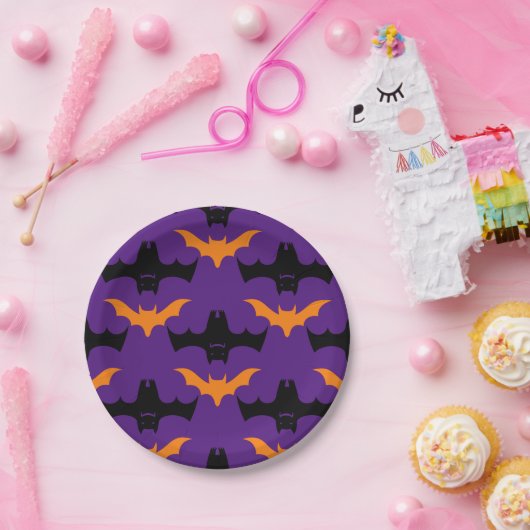 Bat Halloween Pattern Papieren Bordje (Feest)