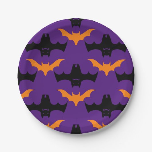 Bat Halloween Pattern Papieren Bordje (Voorkant)