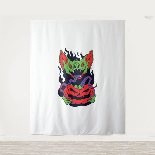 Bat Halloween - Scary Vampire Halloween Pompoen Wandkleed (Voorkant)