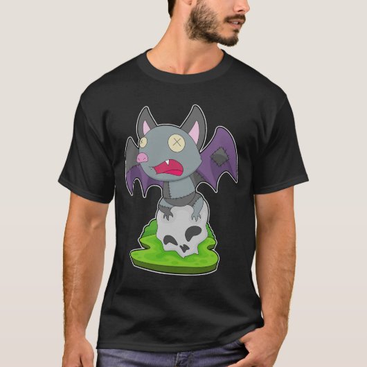 Bat Halloween Skull T-shirt (Voorkant)