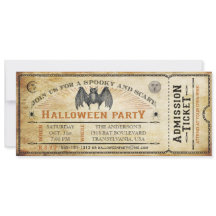  Bat Halloween Ticket Invitation