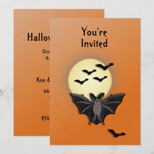 Bat Halloween Uitnodiging (Voorkant / Achterkant)
