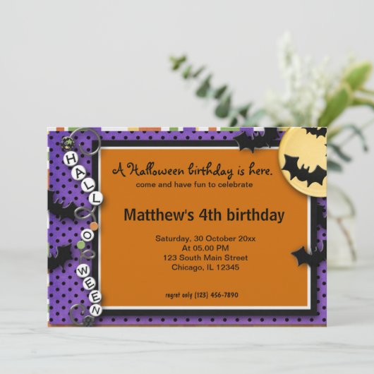 Bat Halloween Verjaardag Kaart (Staand voorkant)