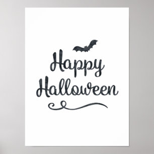 Bat Happy Halloween Party Schattigee Typografie Ku Poster
