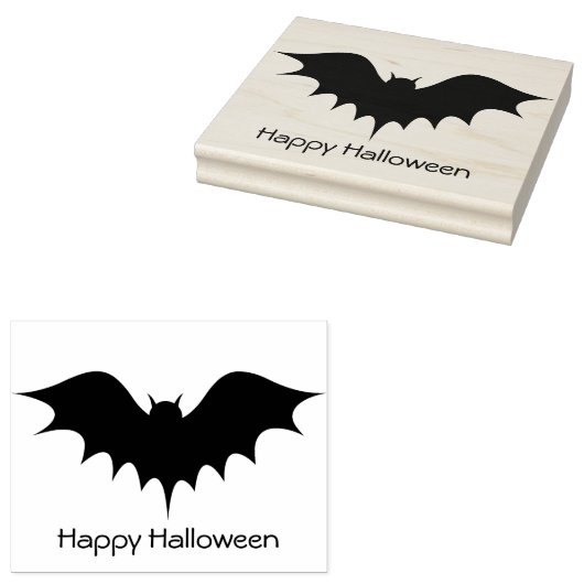Bat - Happy Halloween - Rubber Stamp Rubberstempel (Gestempeld)