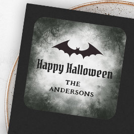 Bat Happy Halloween zwarte grunge Vierkante Sticker