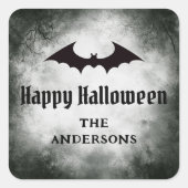 Bat Happy Halloween zwarte grunge Vierkante Sticker (Voorkant)