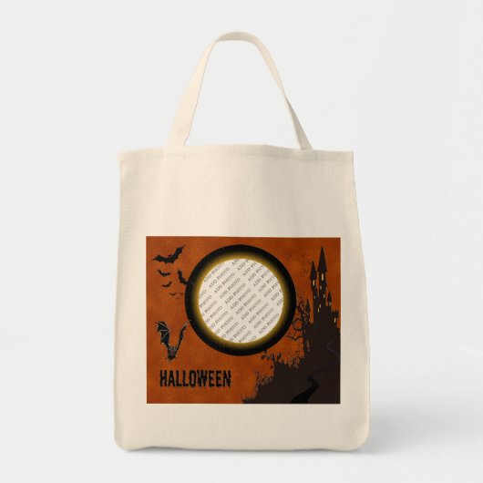 Bat, Haunted House Photo Lijst en Oranje Sky Tote Bag (Voorkant)