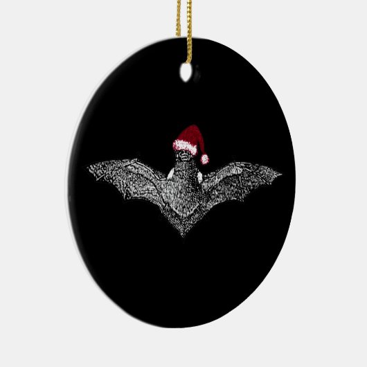 Bat in een kersthat keramisch ornament (Rechts)