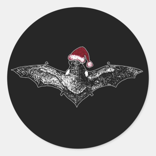 Bat in een Santa Hat Ronde Sticker (Voorkant)