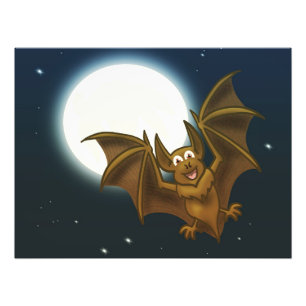 Bat in het moonlicht foto afdruk