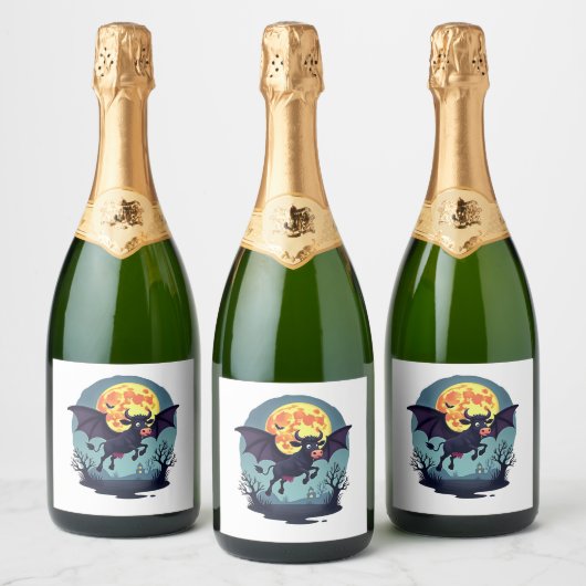 Bat Koe bij middernacht Sparkling Wijnetiket (Flessen)