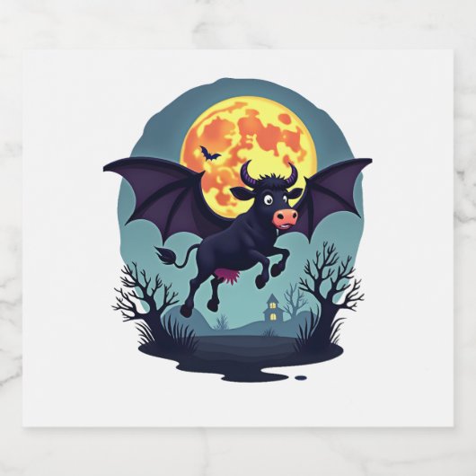 Bat Koe bij middernacht Sparkling Wijnetiket (Enkel label)