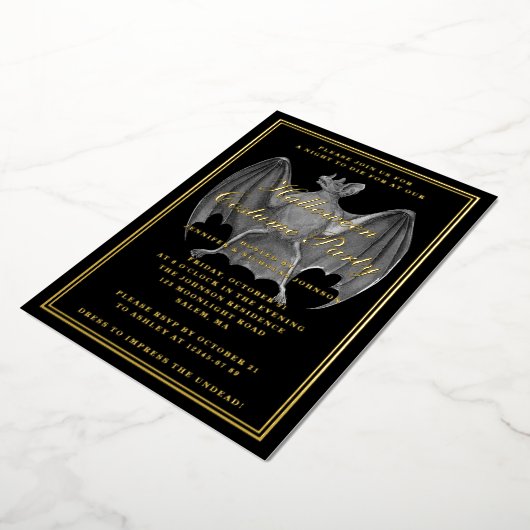  Bat Kostuum Party Gold Folie Folie Uitnodiging (Gedraaid)