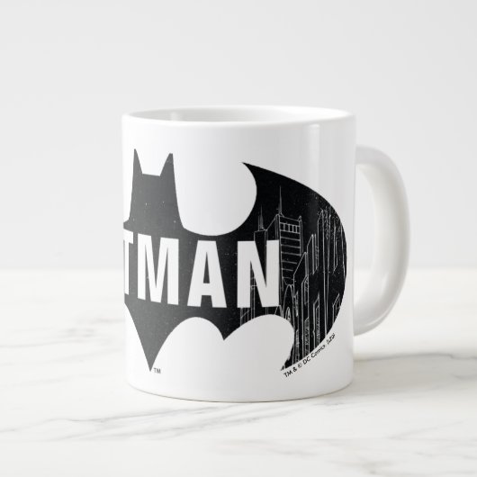 Bat Logo met Gotham Etching Grote Koffiekop (Voorkant rechts)