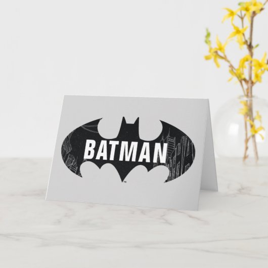 Bat Logo met Gotham Etching Kaart (Gele Bloem)