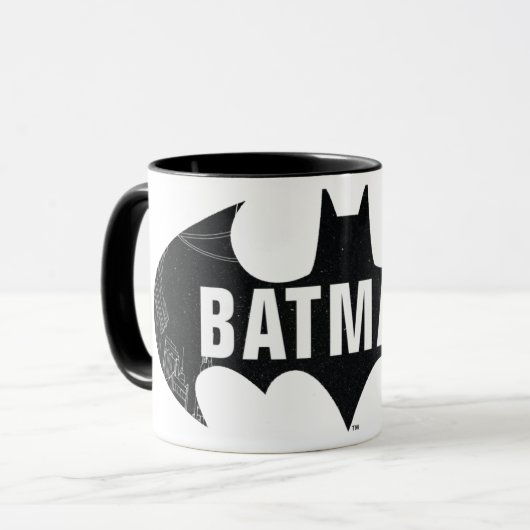 Bat Logo met Gotham Etching Mok (Voorkant links)