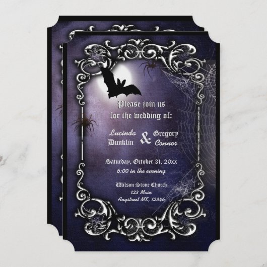 Bat, maan en Spiers met zilver decor Kaart (Voorkant / Achterkant)