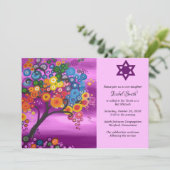 Bat Mitsvah Invitations Tree of Life Kaart (Staand voorkant)