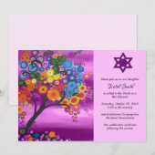 Bat Mitsvah Invitations Tree of Life Kaart (Voorkant / Achterkant)