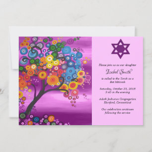 Bat Mitsvah Invitations Tree of Life Kaart