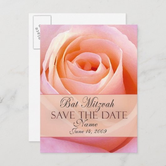 Bat Mitswa aanpassen Save the Date Briefkaart (Voorkant / Achterkant)